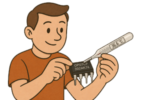 Person measuring Op Amp temperature